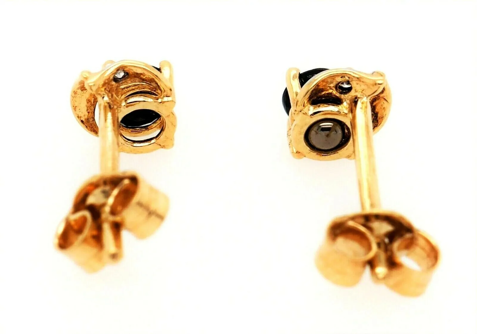 Sapphire & Diamond 9ct Yellow Gold Stud Earrings for Pierced Ears Fine Jewellery