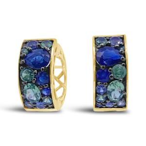 Sapphire & Tsavorite Hoop Style Earrings