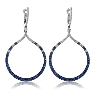 Sapphire and Diamond Dangle Circle Earrings