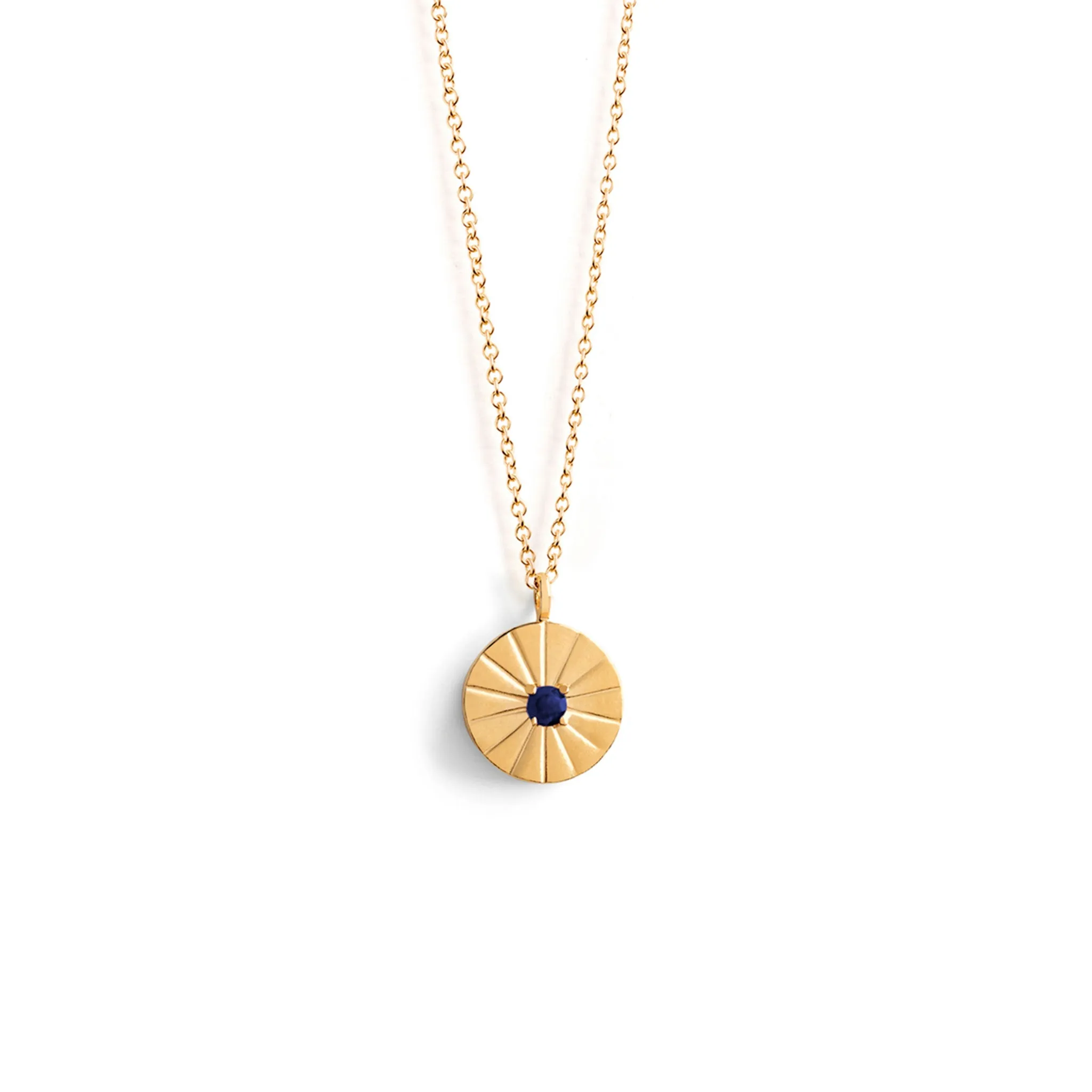 September Sapphire Mini Sundial Birthstone Necklace