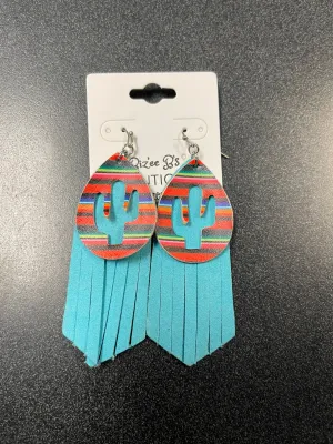 Serape Cactus Tassel Earrings