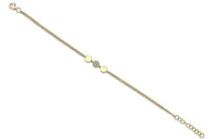 Shy Creation Pave Diamond & Gold Disc Chain Bracelet