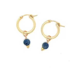 silk road - sapphire coin charm hoop earrings