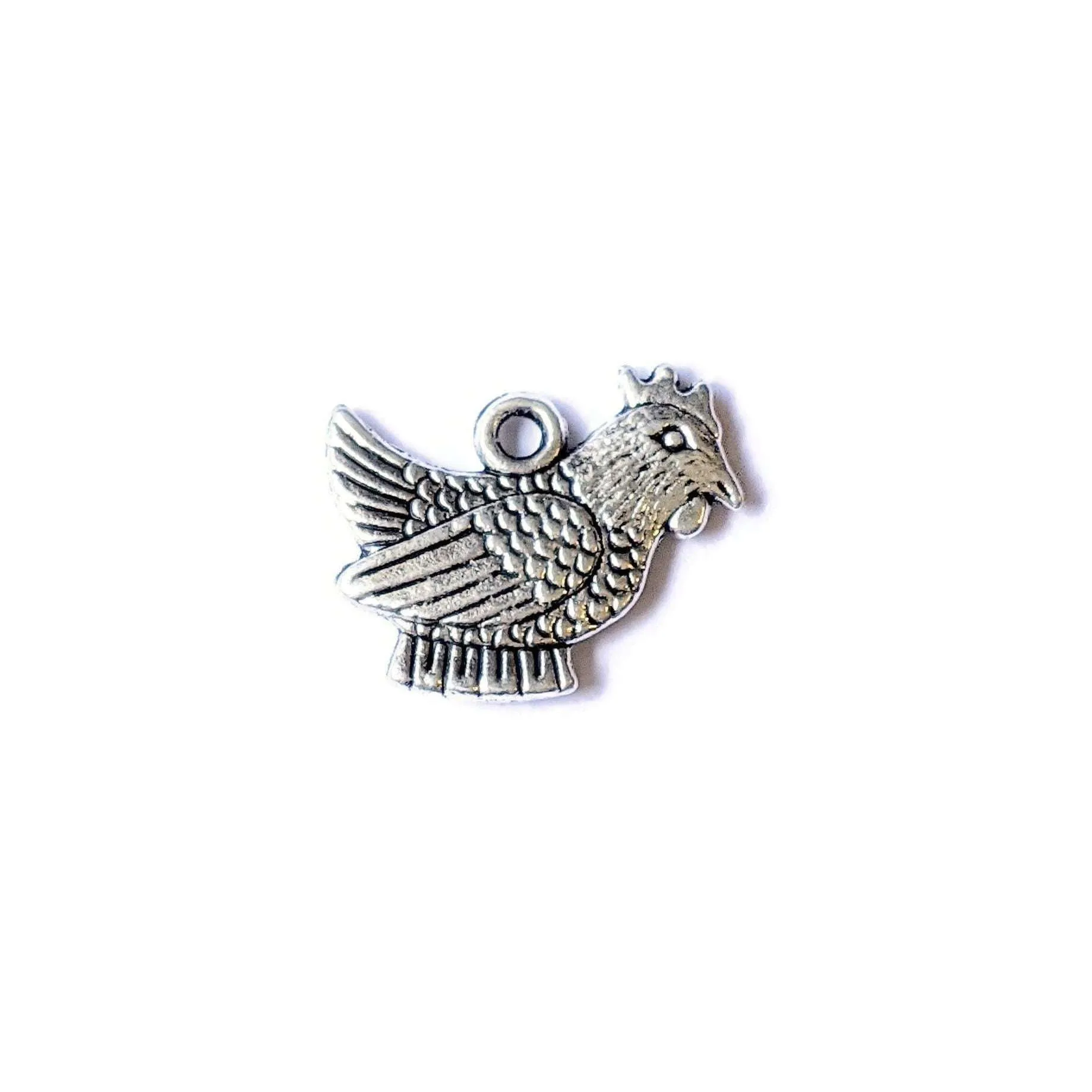 Silver Chicken Charm