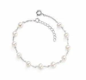 SILVER FRESHWATER PEARL BRACELET B4299W