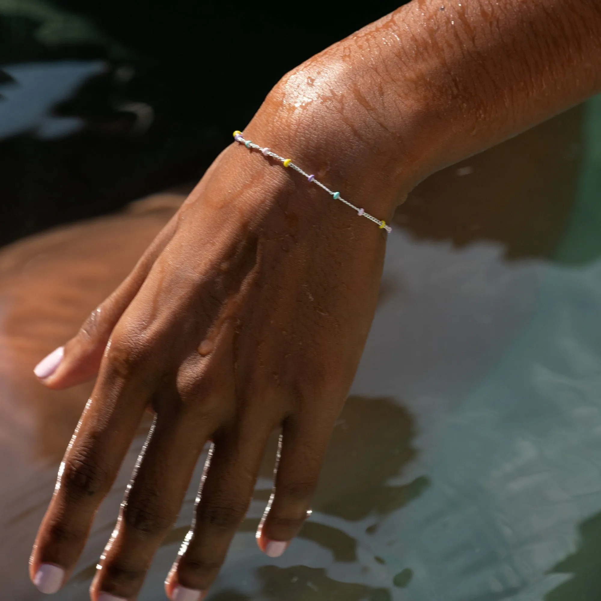 Silver Rainbow Satellite Chain Bracelet