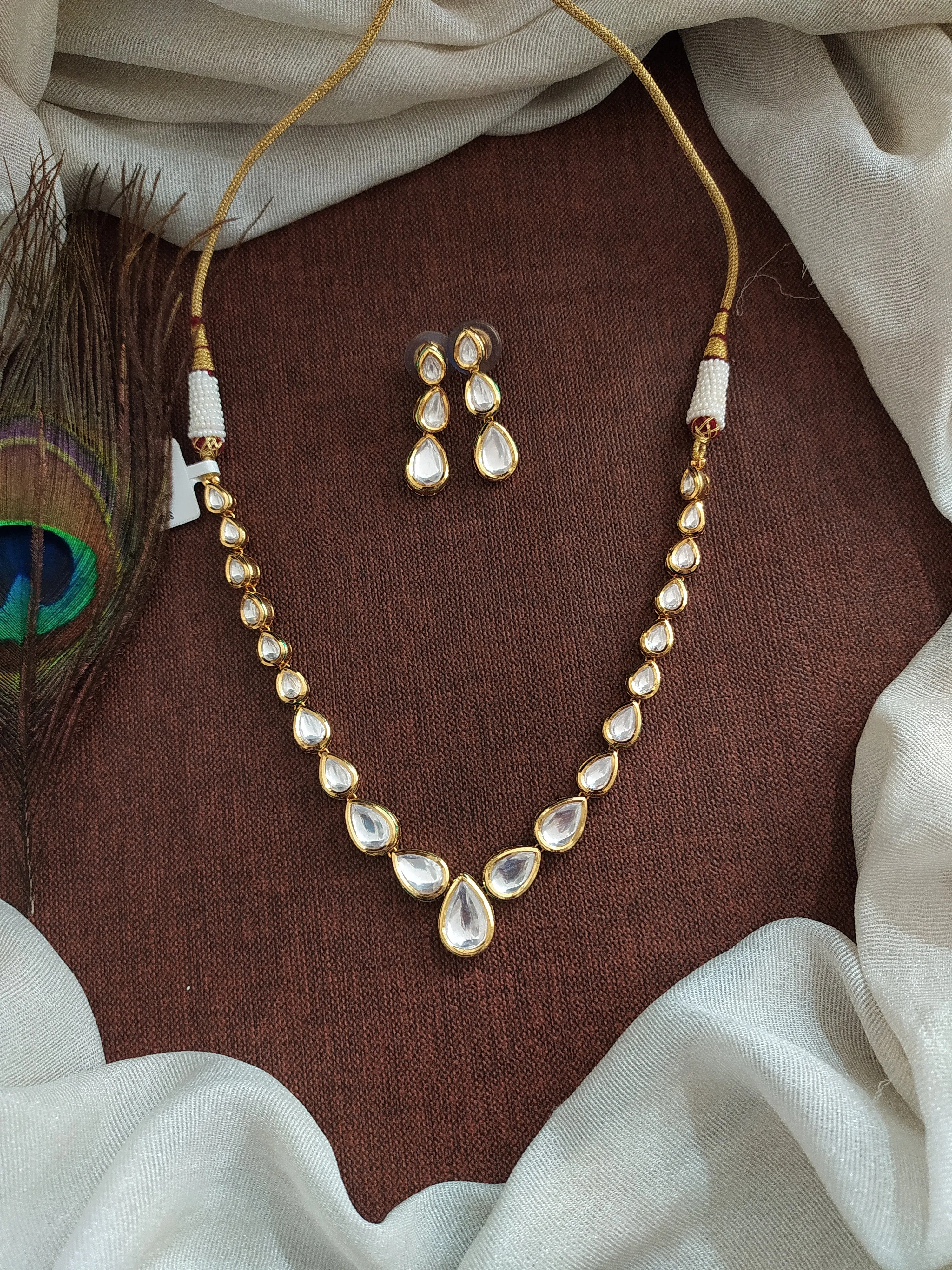 Simple & Elegant Design Polki Kundan Necklace Set