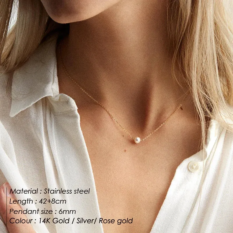 Sophisticated Stainless Steel Pearl Pendant Necklace for Women