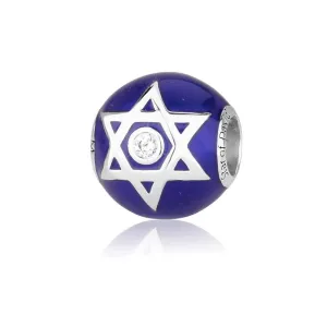 Star David Magen Zircon Stones Deep Blue Bead Charm Jewish Holy Land Jewelry New