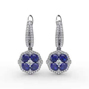 Steal The Spotlight Sapphire and Diamond Cluster Drop Earrings