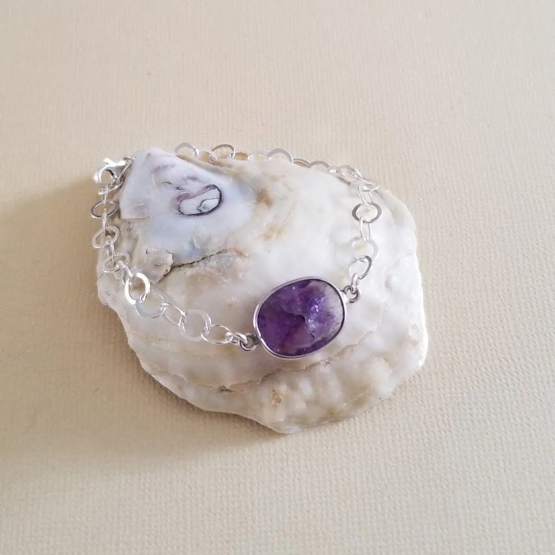 Sterling Silver Gemstone Bracelet, Amethyst Bracelet for Women