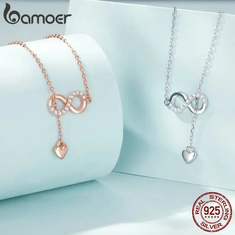 Sterling Silver Infinity Pendant Necklace Forever Love Chain