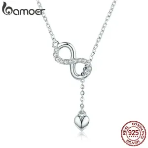 Sterling Silver Infinity Pendant Necklace Forever Love Chain