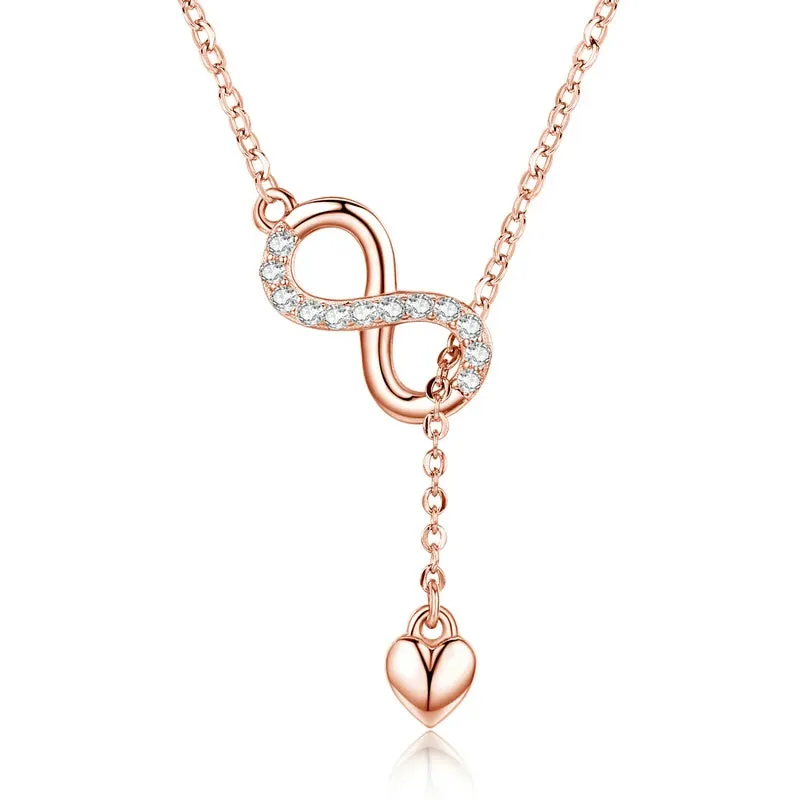 Sterling Silver Infinity Pendant Necklace Forever Love Chain