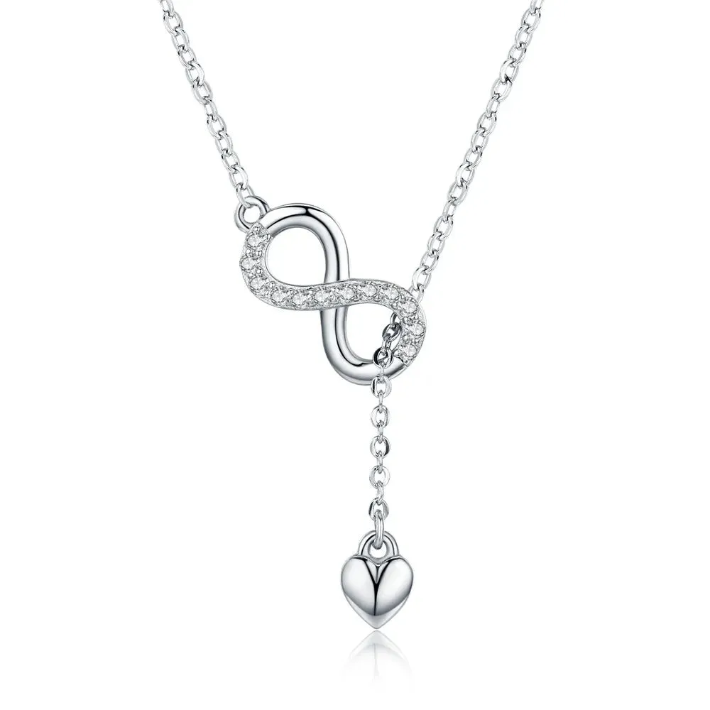 Sterling Silver Infinity Pendant Necklace Forever Love Chain