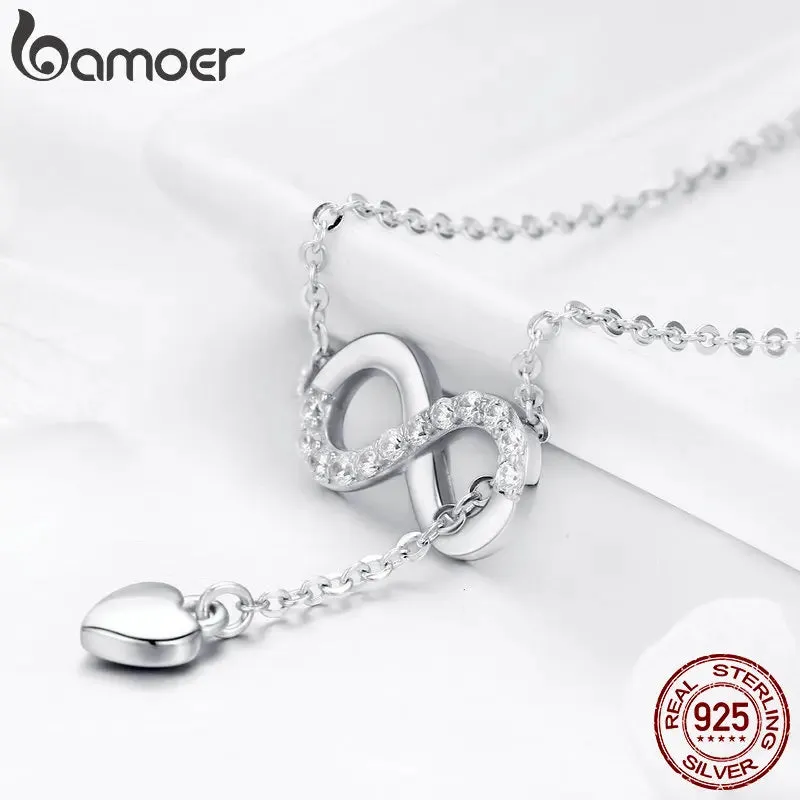 Sterling Silver Infinity Pendant Necklace Forever Love Chain