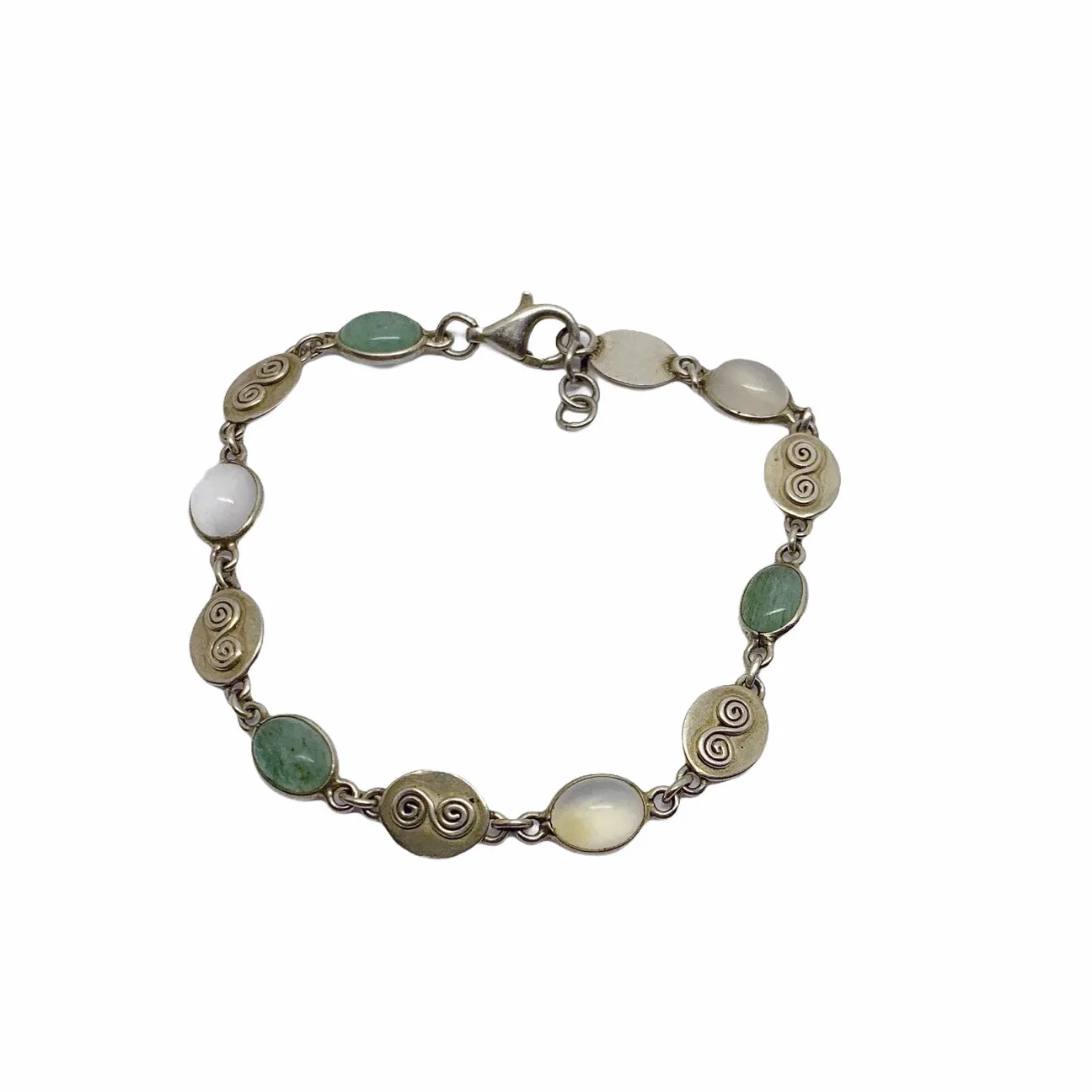 sterling silver moonstone & aventurine bracelet GM128