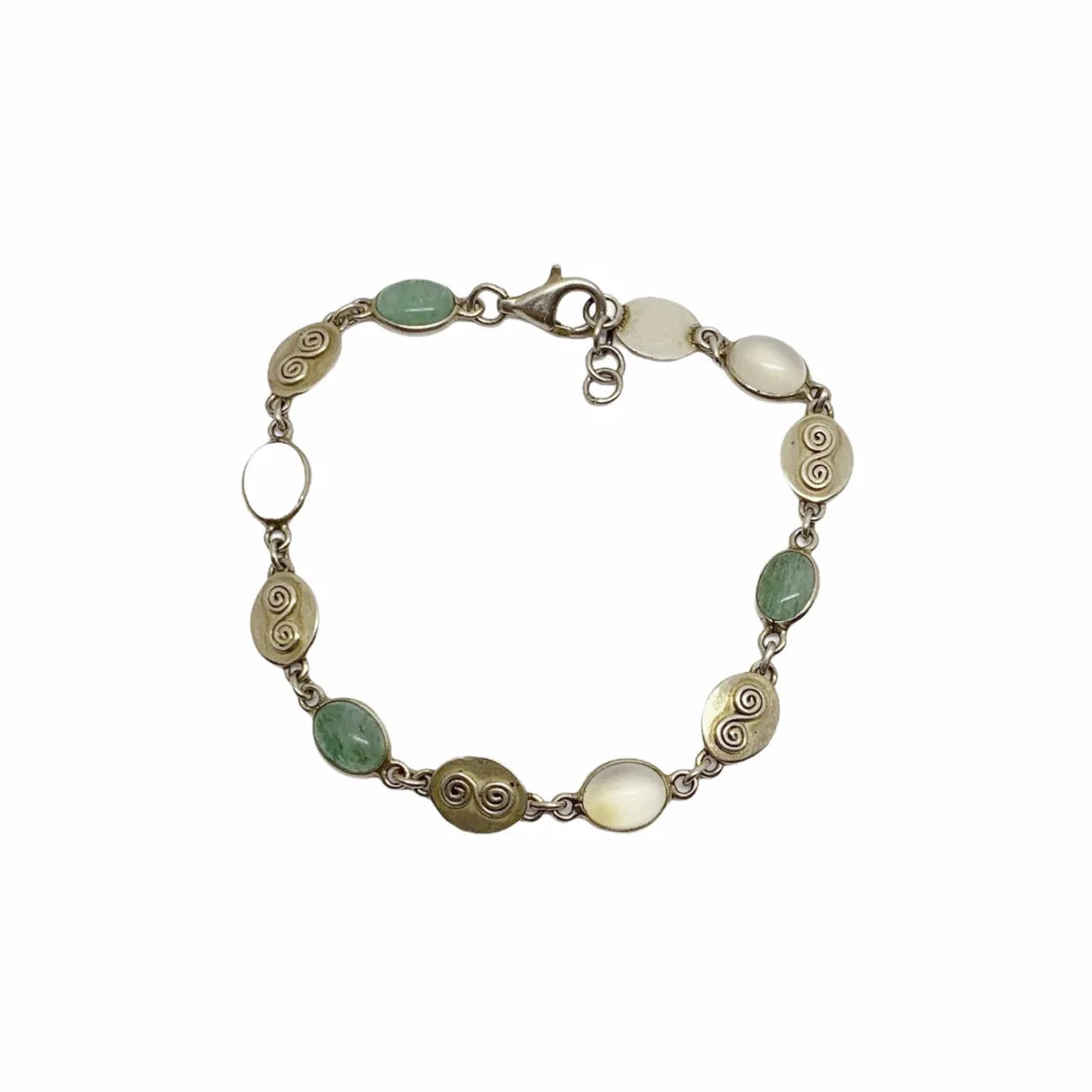 sterling silver moonstone & aventurine bracelet GM128