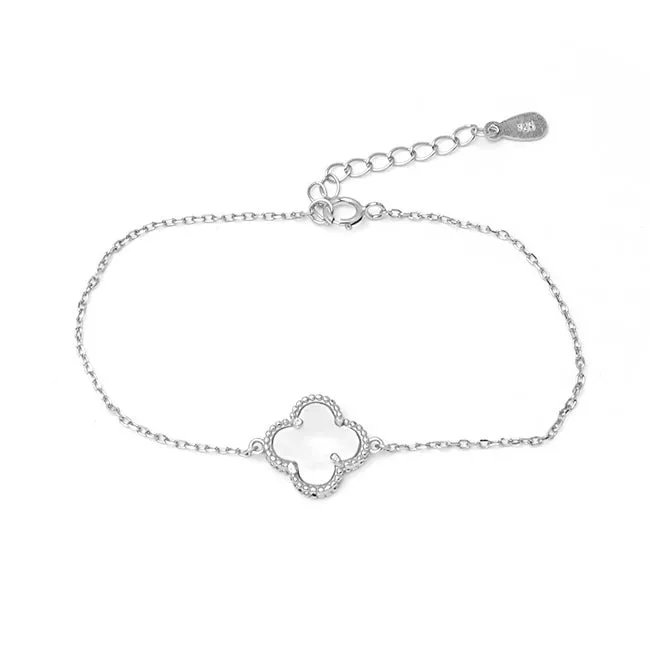 Sterling Silver Mother of Pearl Clover Bracelet