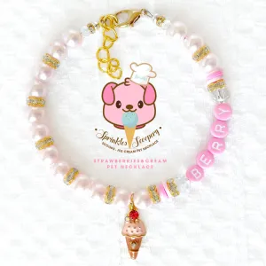 Strawberries & Cream Ice cream Pearl Dog Necklace Cat Necklace Milky Pearl Luxury Pet Jewelry