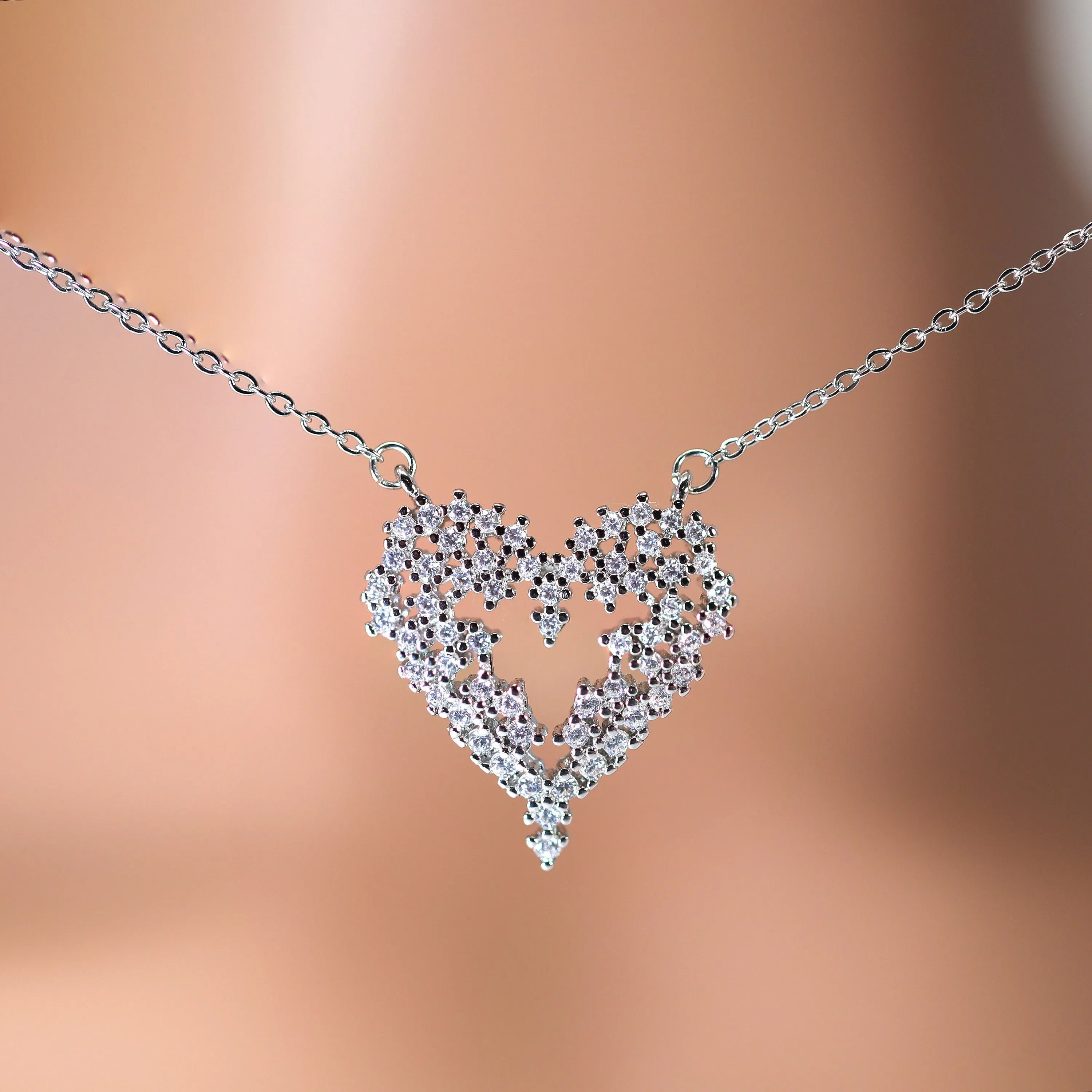 Swarovski Crystal Mesmerizing Shinny Heart shape Necklace , Valentine's Day Gift For Her, Galentine's Day,  Statement Necklace Cz