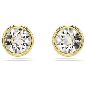 Swarovski Imber Stud Earrings - Round cut, White, Gold-tone plated