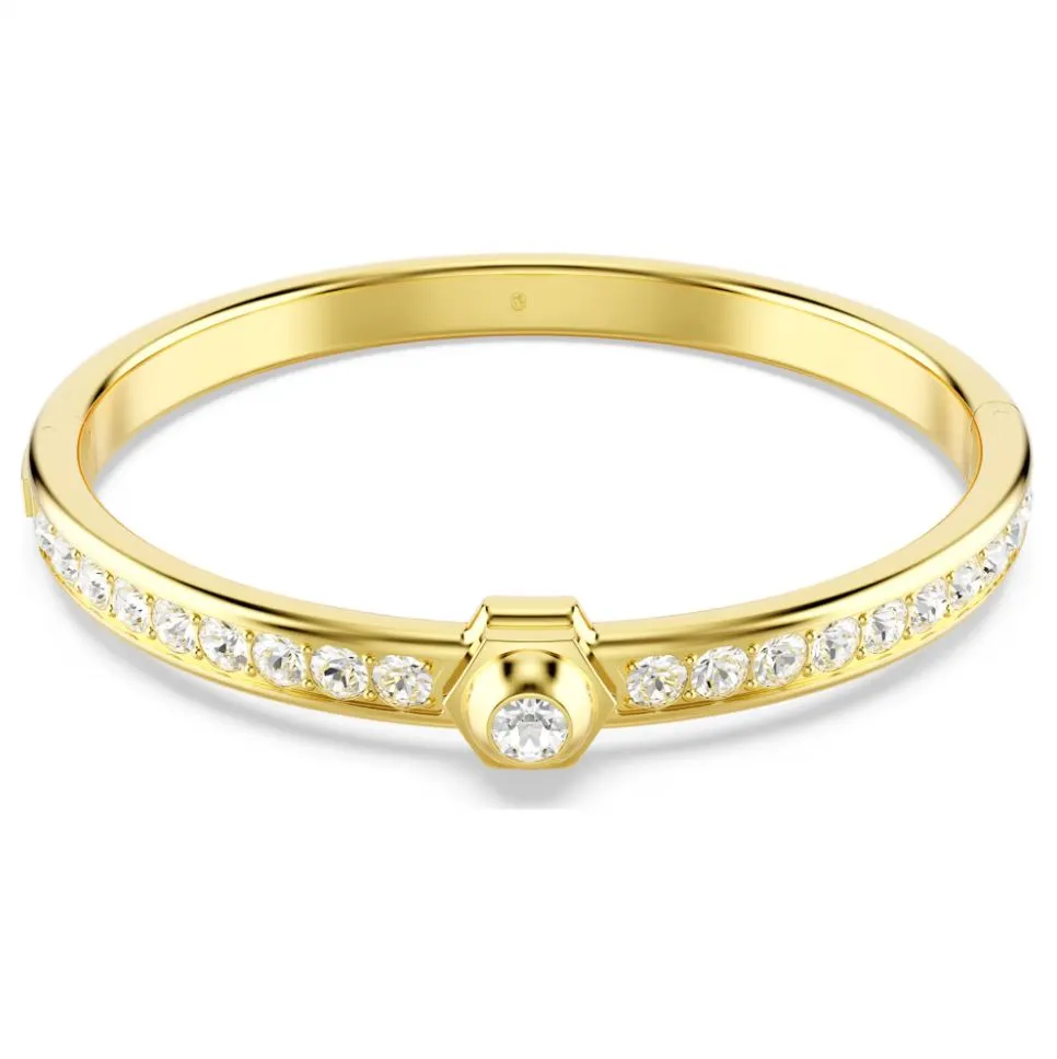 Swarovski Numina Bangle Bracelet - Round cut, White, Gold-tone plated