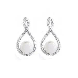 Taryn Crystal and Pearl Earrings - Available in Silver & Rose Gold