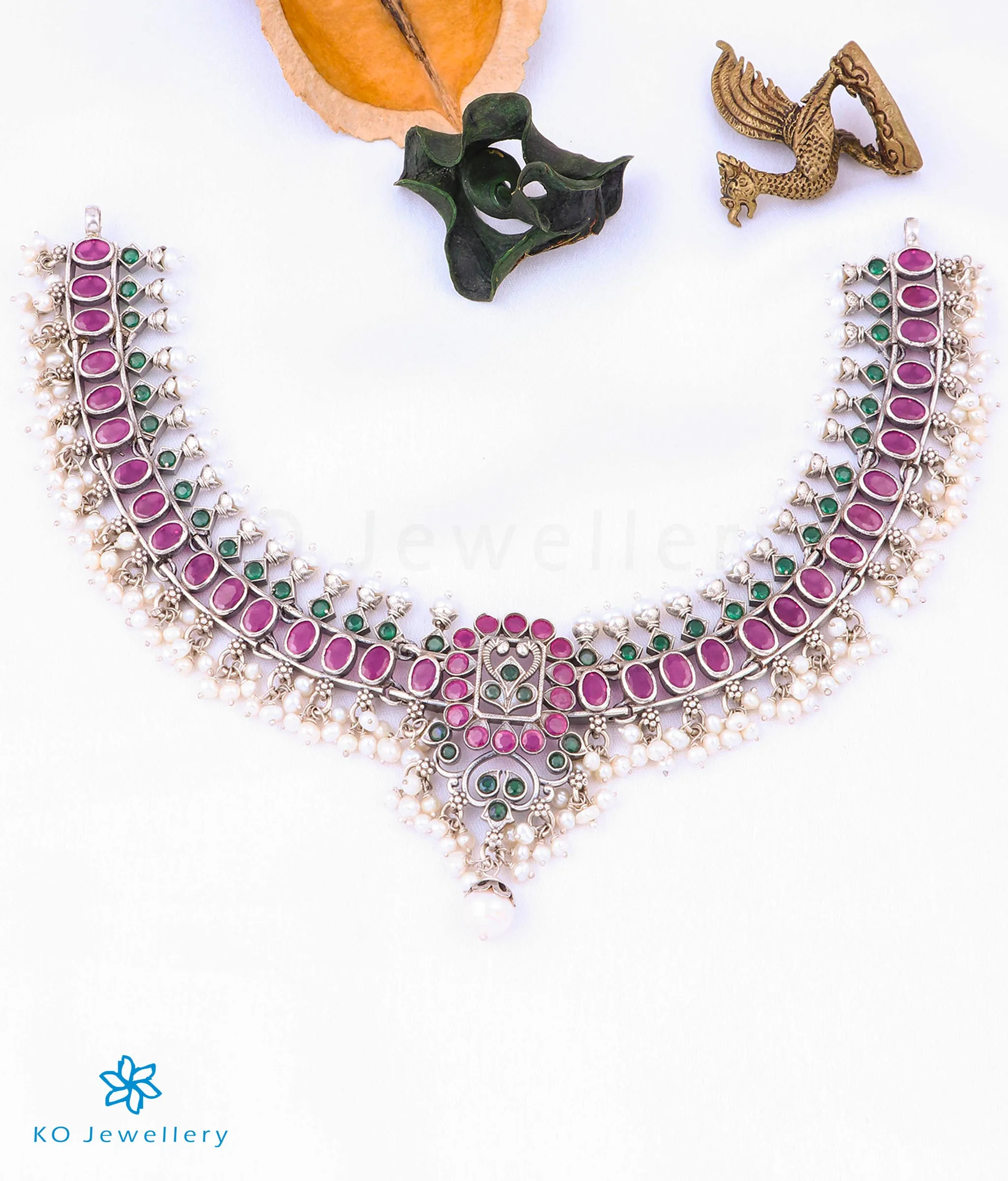 The Arini Silver Navratna Guttapusalu Necklace