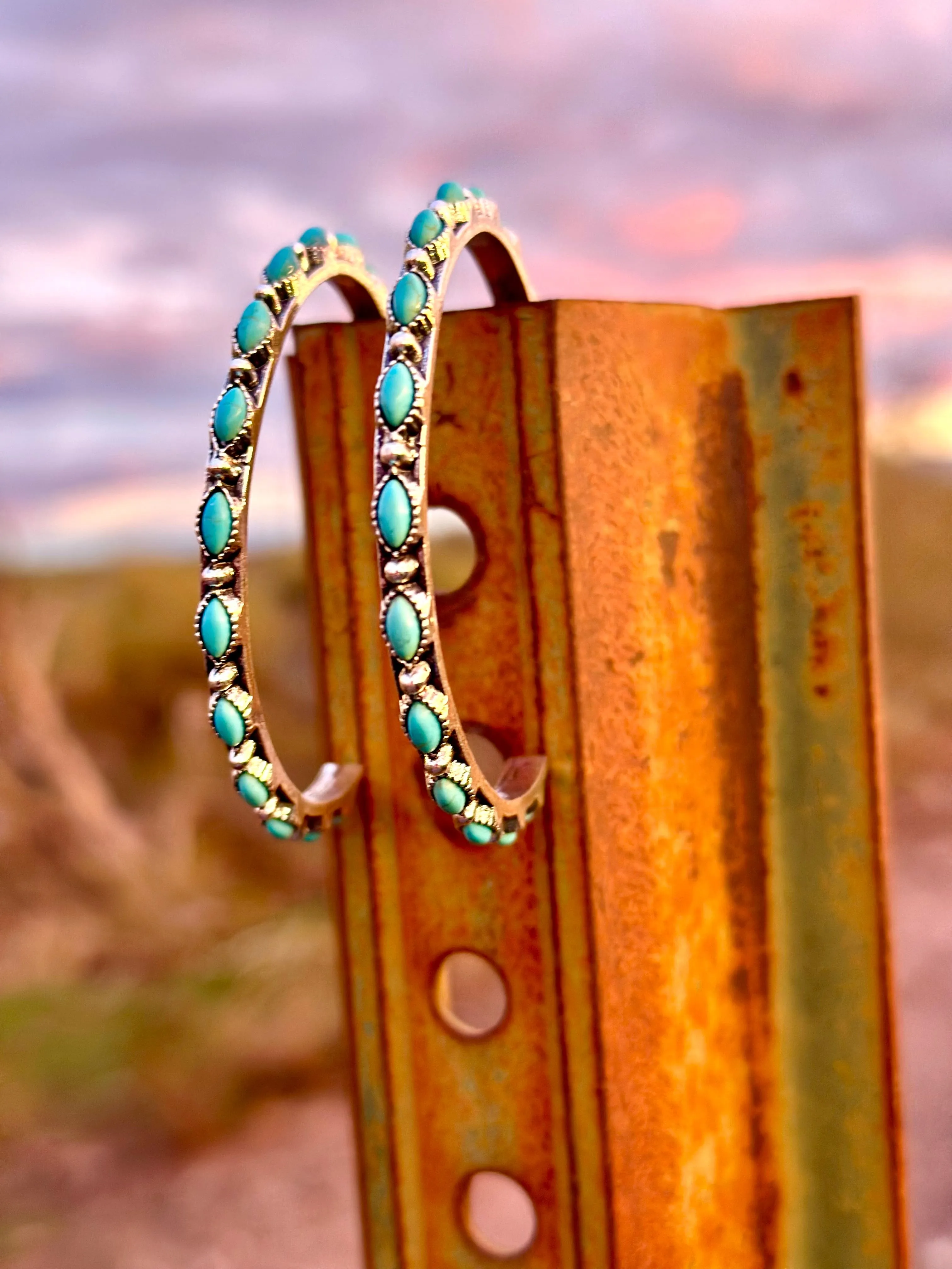 The Arizona Silver & Turquoise Hoop Earring