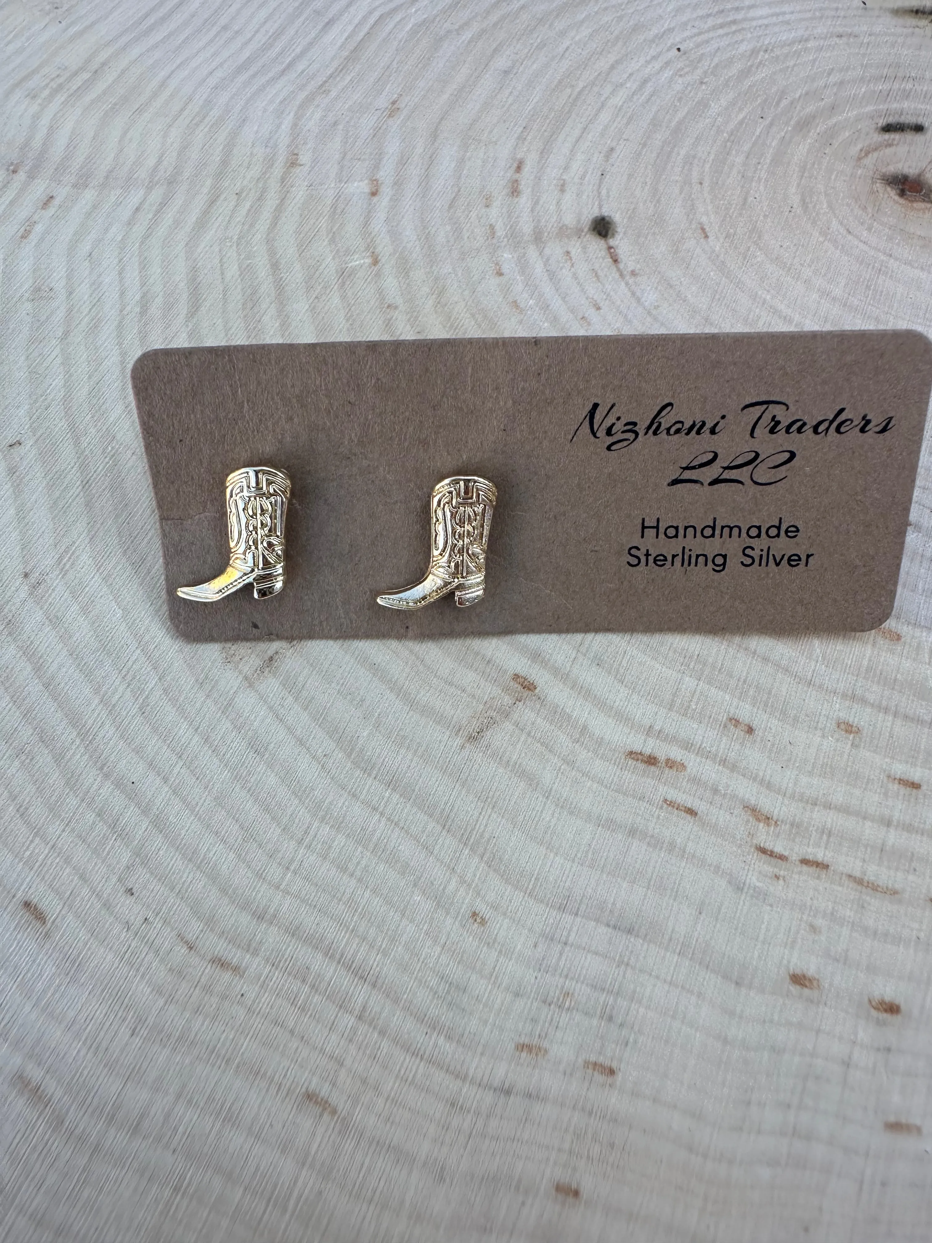 “The Golden Collection” Handmade 14k Gold Plated Cowboy Boot Stud Earrings