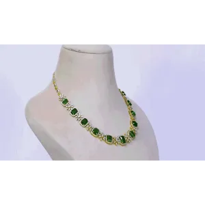 The necklace showcases a series of vibrant octagon-shaped emeralds - (PGDNE0128)