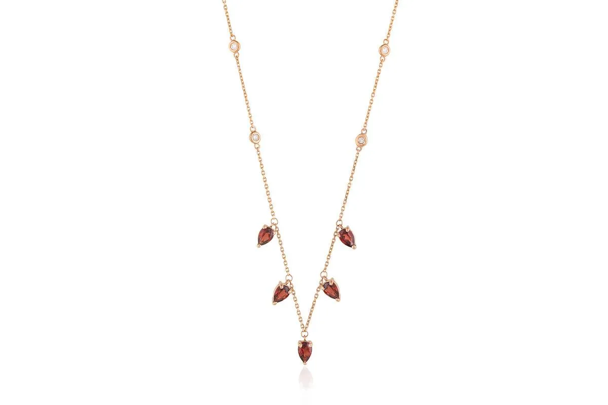 The Royals Pear Drop Necklace Red Garnet by "Joanna Achkar"