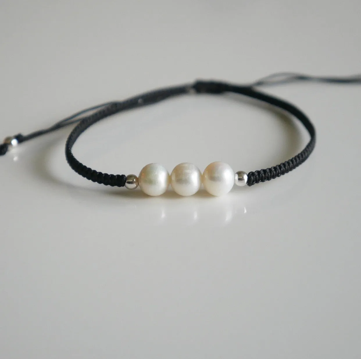 Three Little Pearls Adjustable Bracelet