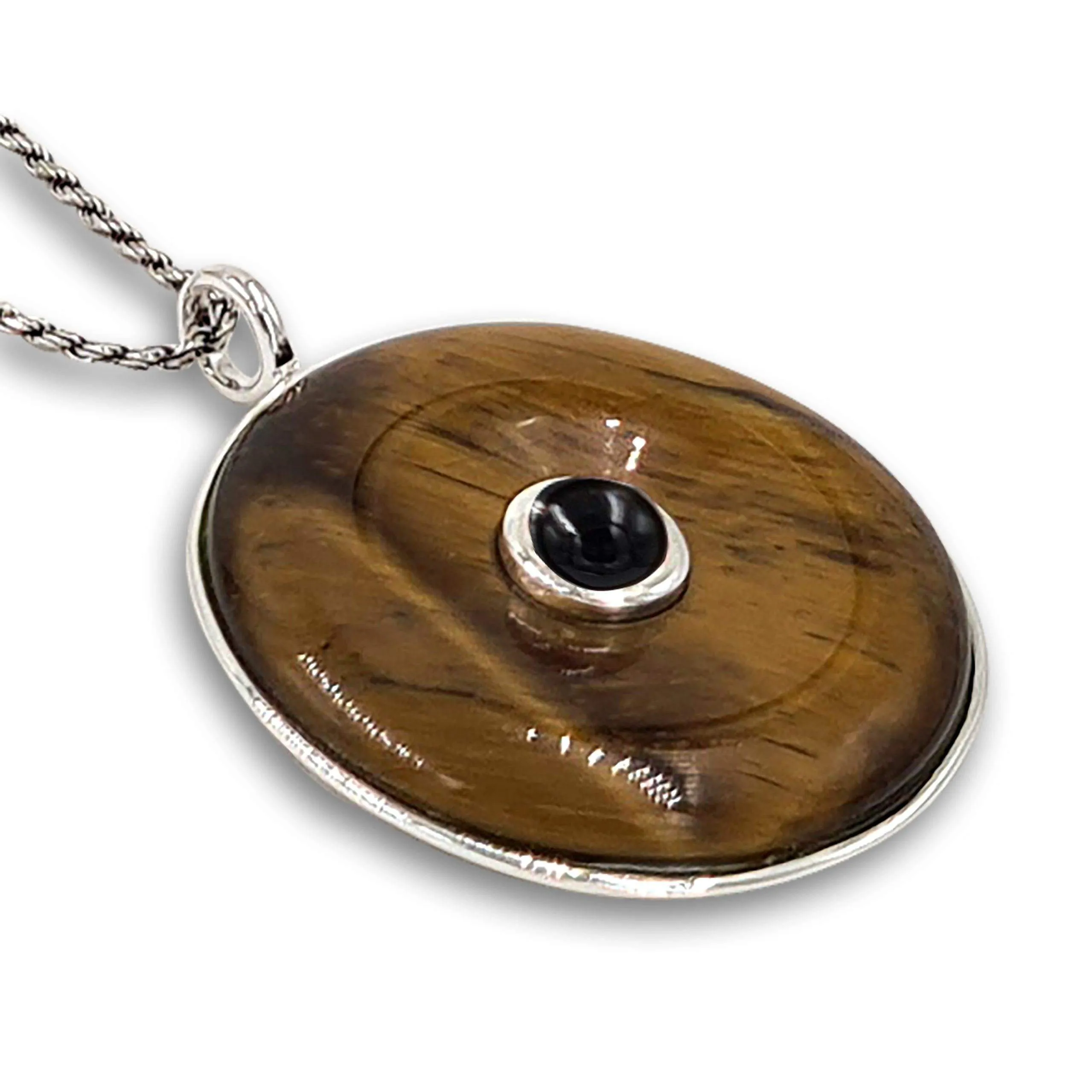 Tiger eye with Onyx pendant