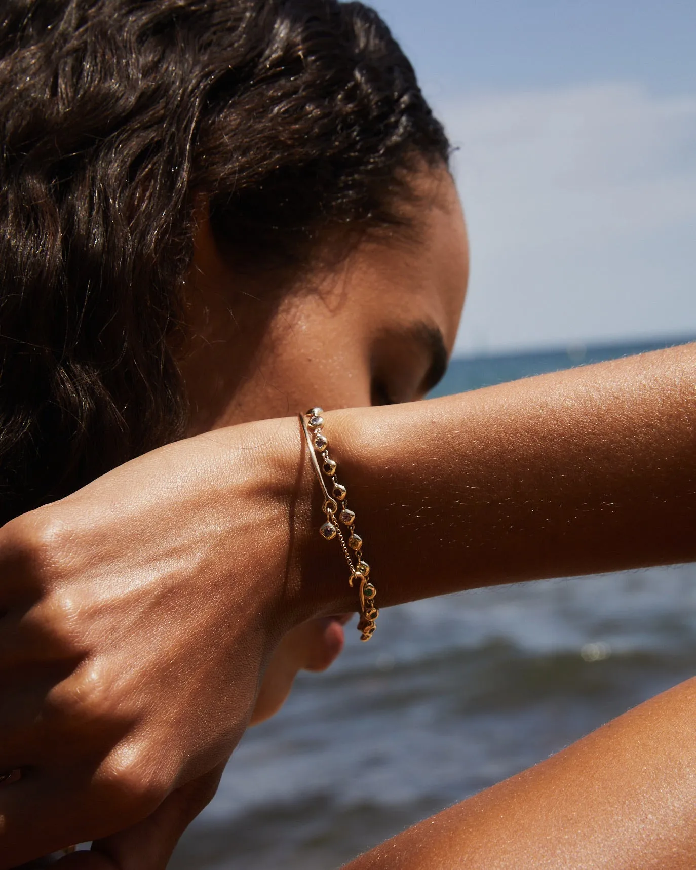 Tiny Birthstone Weave Bracelet | Yellow Gold