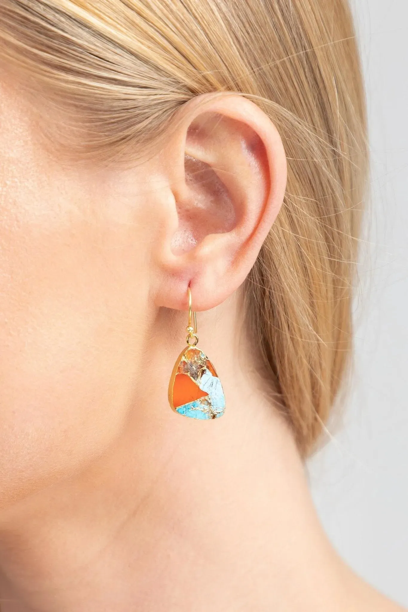 Triangle Gemstone Mixed Mojave Earrings