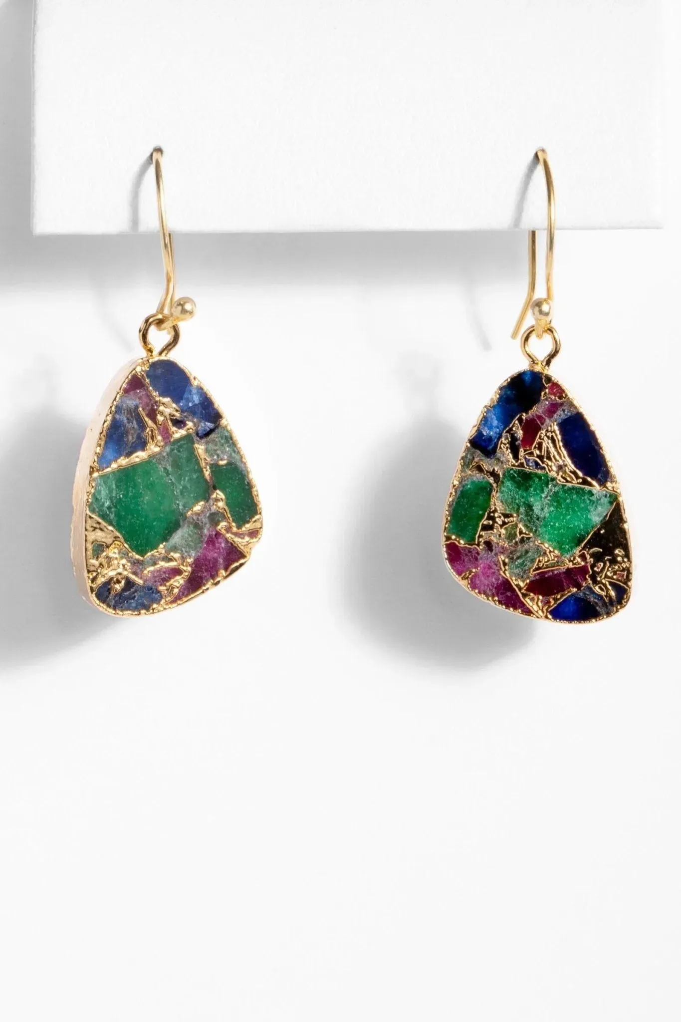 Triangle Gemstone Mixed Mojave Earrings