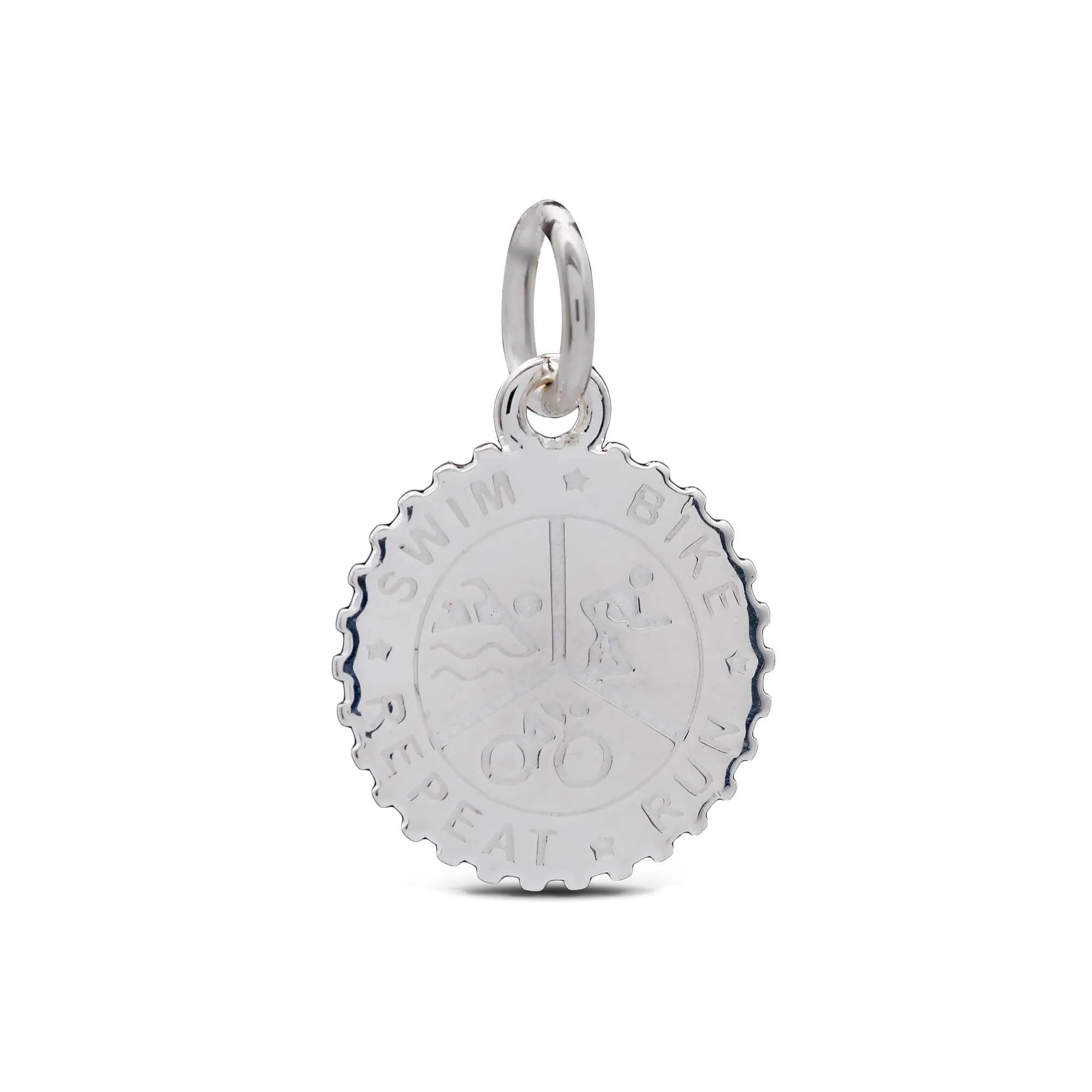 Triathlon Swim Bike Run Personalised Silver Charm