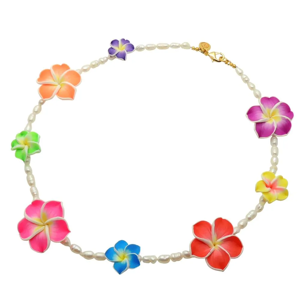 Tropical Flower Garland Freshwater Pearl Necklace