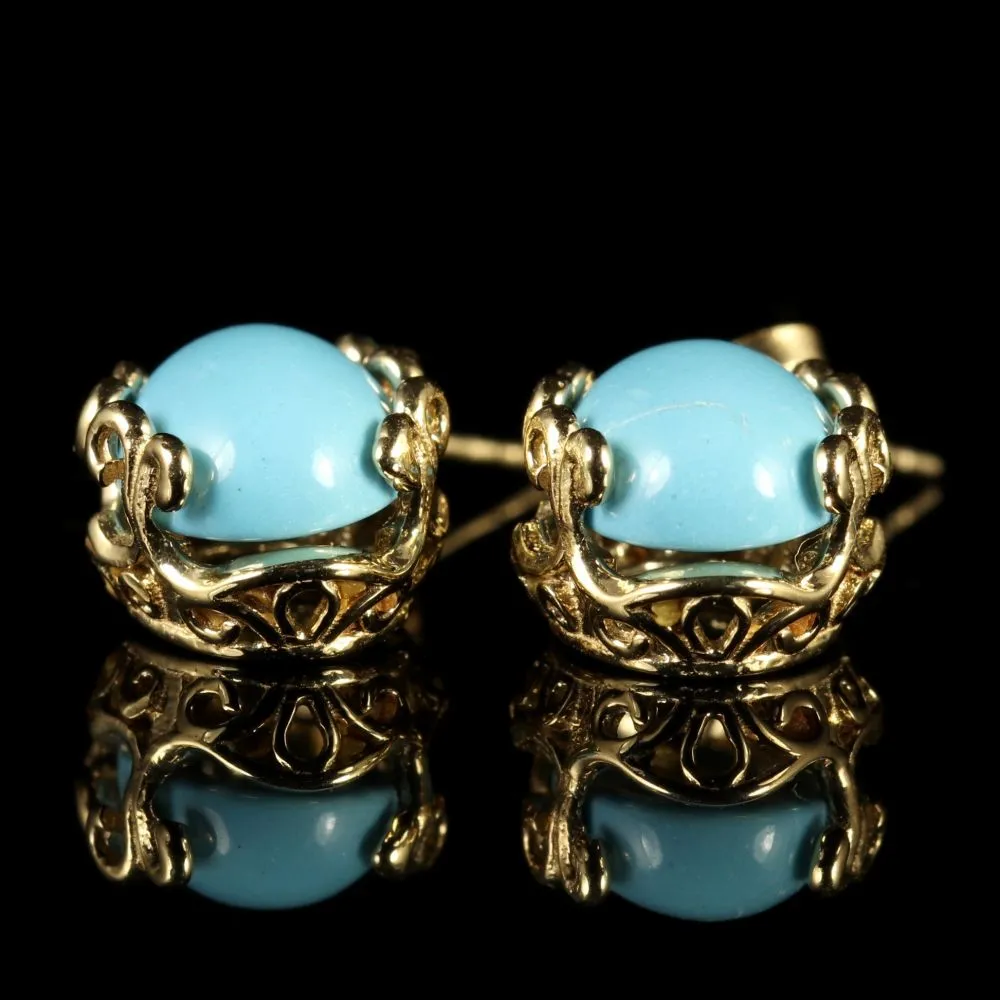 Turquoise 9Ct Gold Drop Earrings