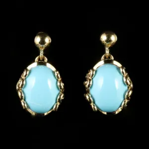 Turquoise 9Ct Gold Drop Earrings