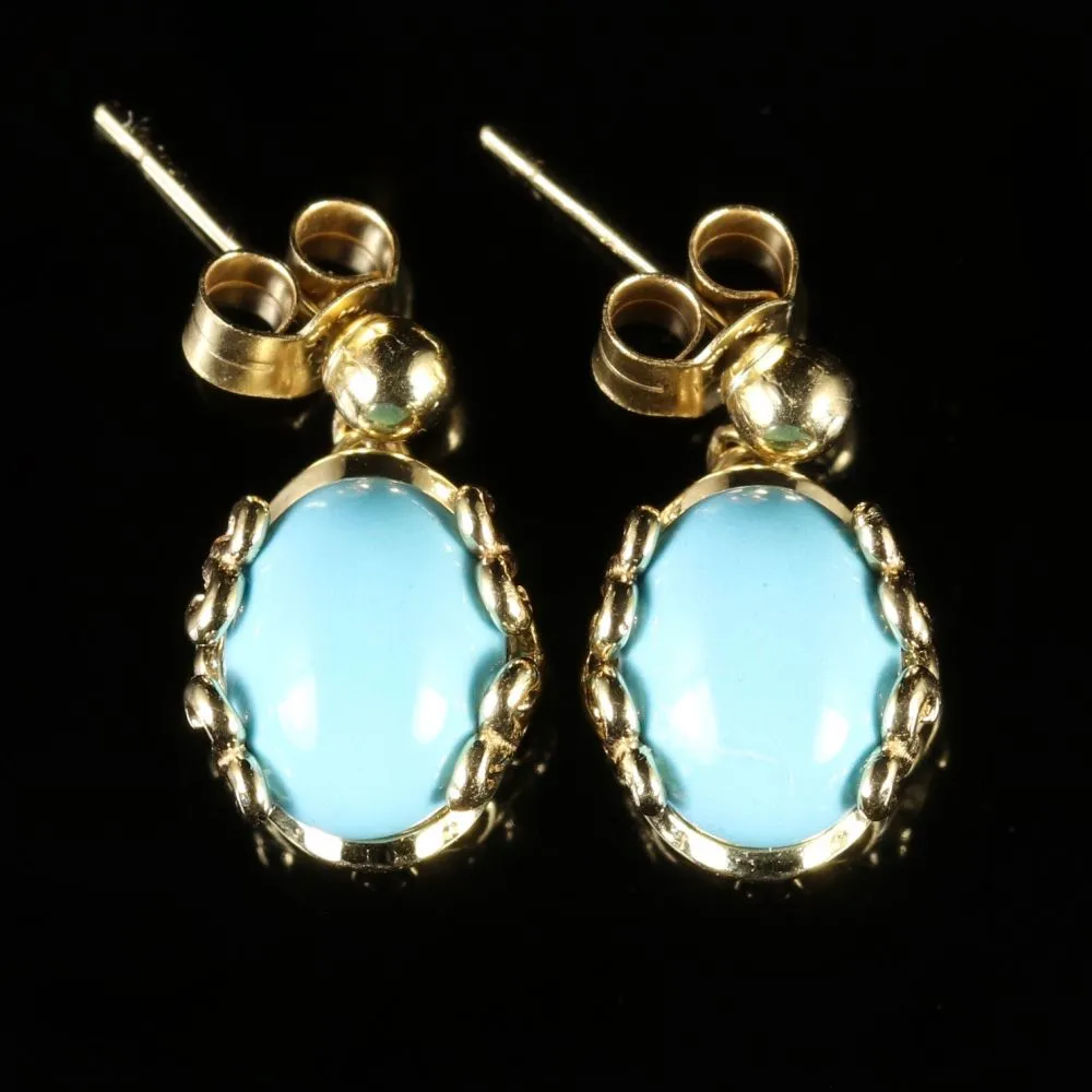 Turquoise 9Ct Gold Drop Earrings