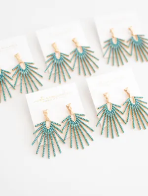 Turquoise Sunburst Statement Drop Earrings