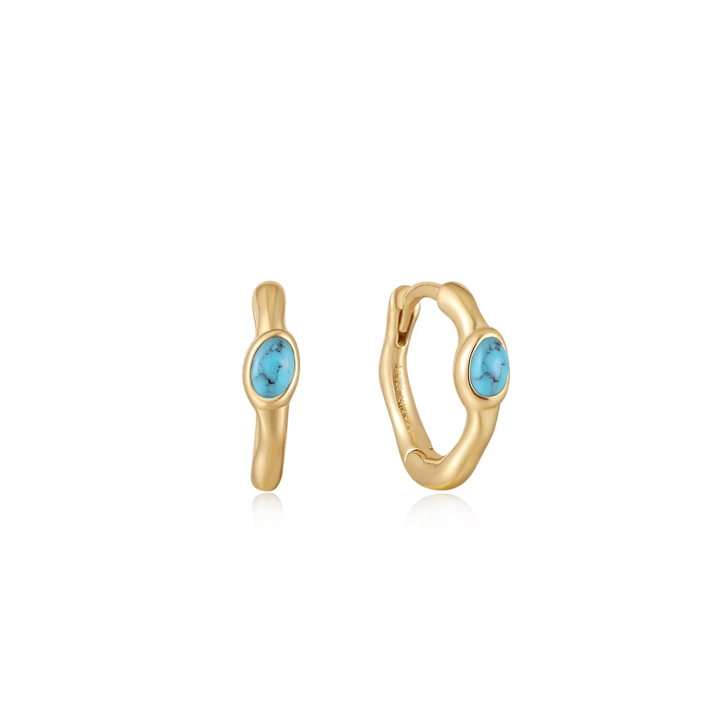 Turquoise Wave Huggie Hoop Earrings