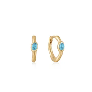 Turquoise Wave Huggie Hoop Earrings