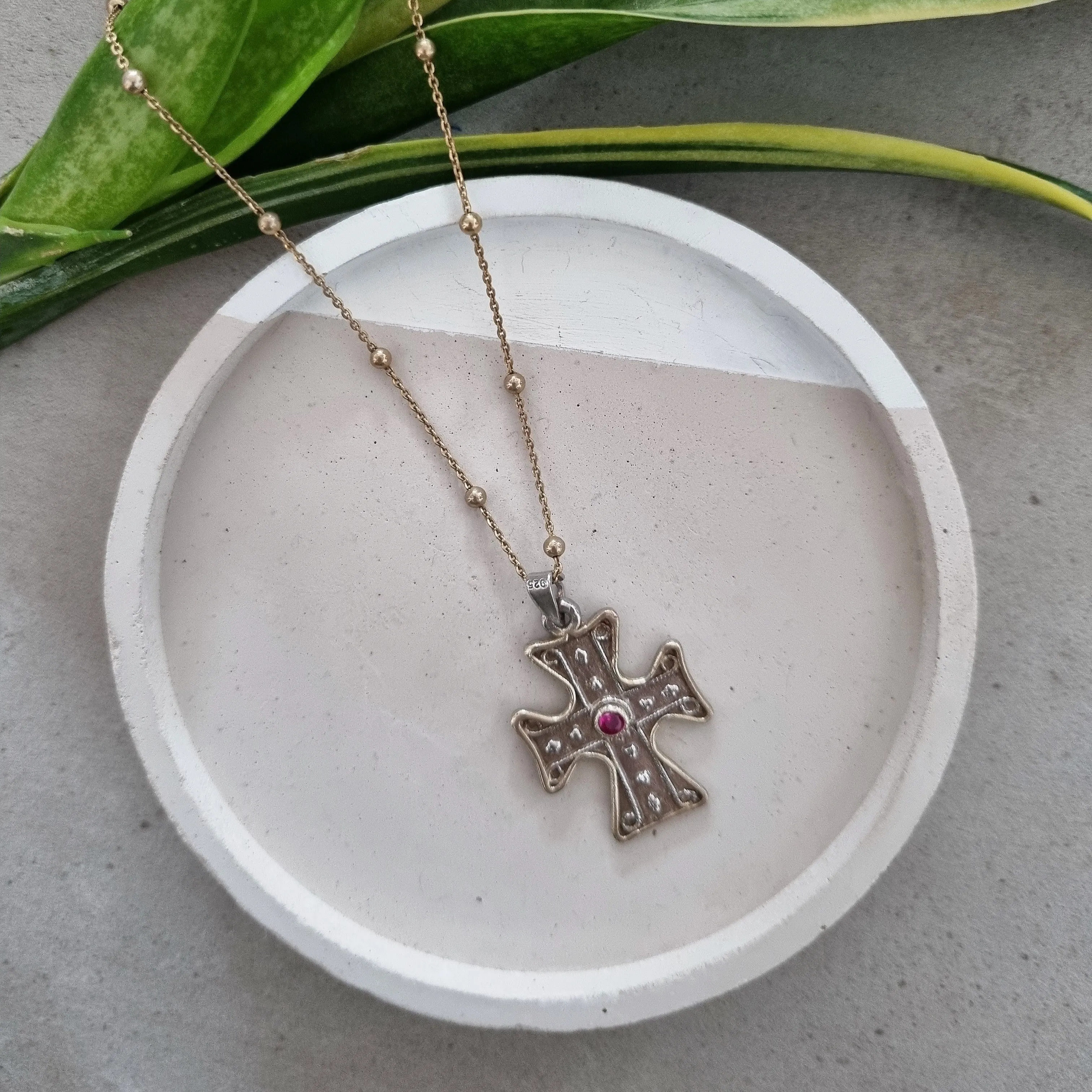 Two colors cross pendant/necklace