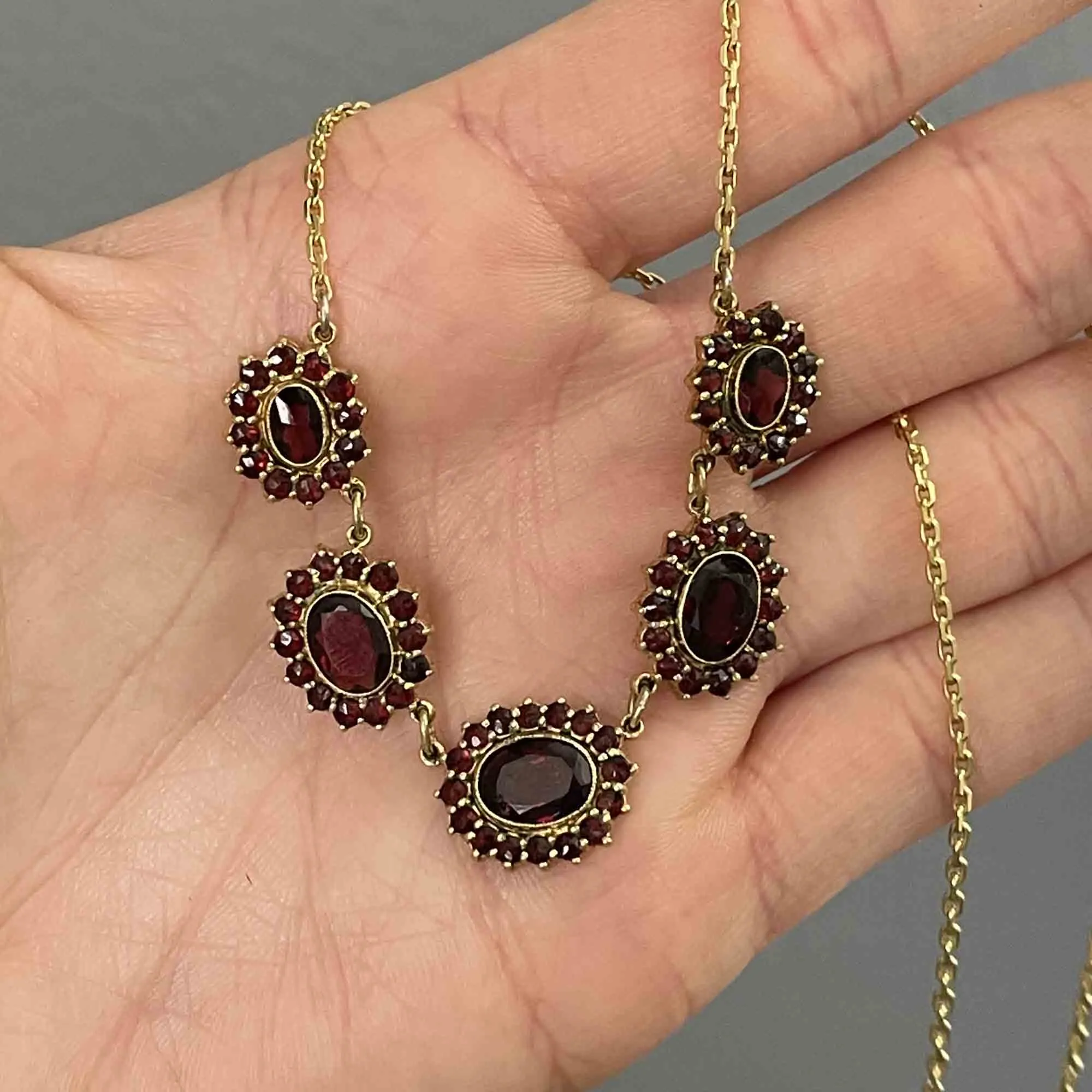 Vintage Art Deco Style Garnet Drop Necklace