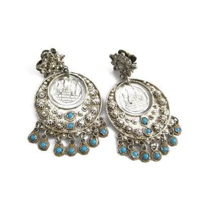 Vintage Silver Turkish Clip-On Earrings