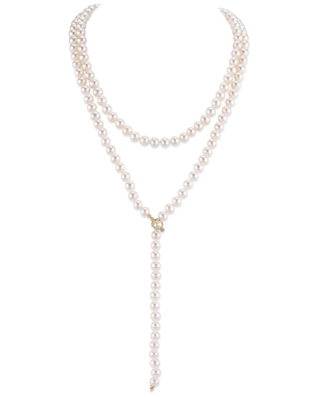 White Freshwater Pearl Adjustable lariat Y-Shape 51 Inch Rope Length Necklace - AAAA Quality